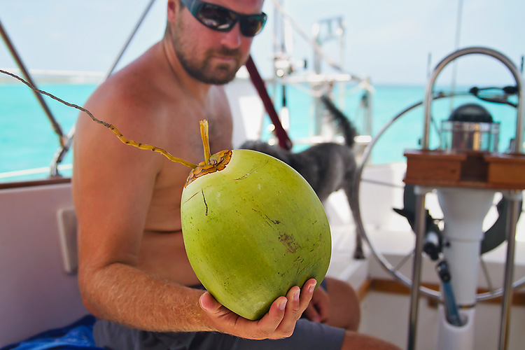 Sailing-Blog-Cruising-Bahamas-Caribbean-Liveaboard-LAHOWIND-Young-Couple-Boat-Dog-Coconuts-Machete-Coconut-Milk-eIMG_6384